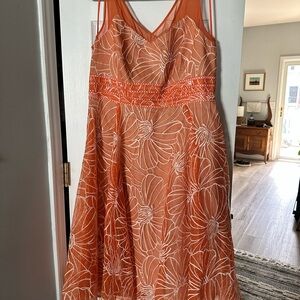 Moulinette Soeurs Orange and White Floral Midi Dress